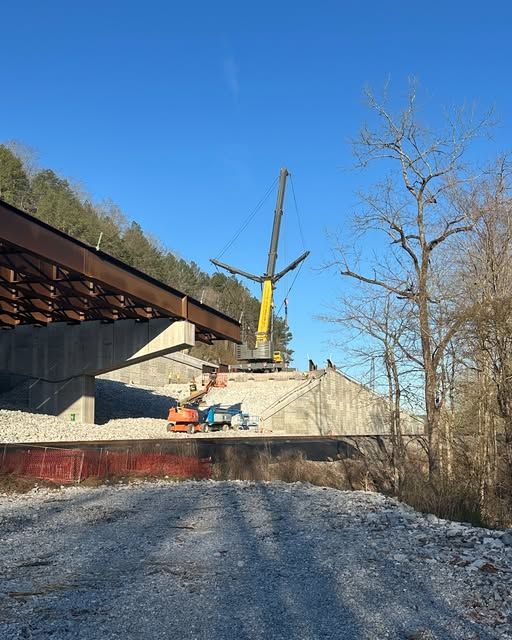 Crane Stands Ready for Action on our Tennessee Department of Transportation SR317 Apison Pike project