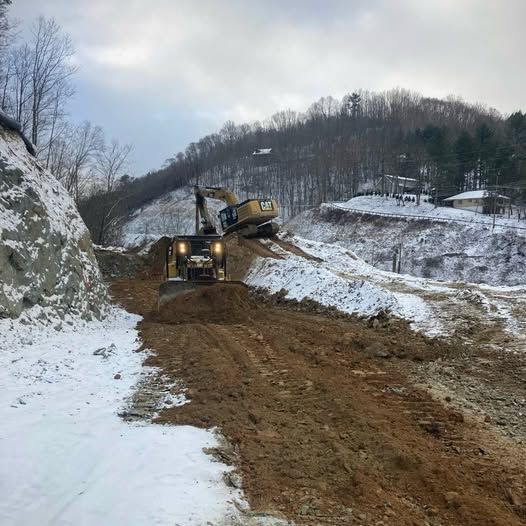 Project Engineer Evan Skeen captured this stunning shot of crews hard at work in the season's first dusting of snow in Watauga County, NC.