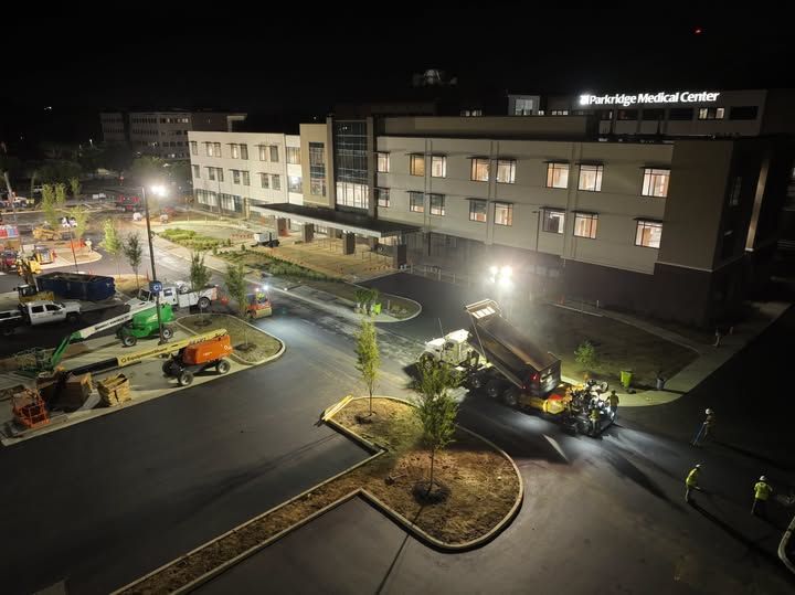 While most of Chattanooga was going to sleep, our paving crew was getting to work at Parkridge Medical Center.