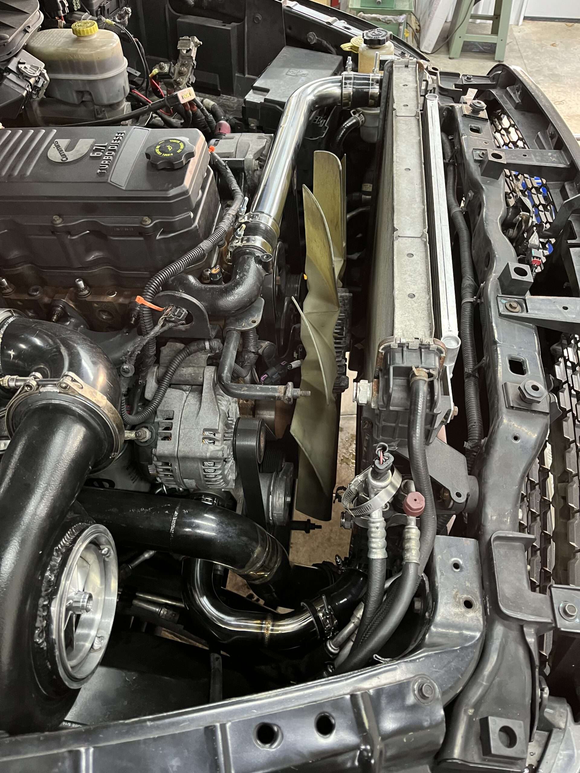 13-18 Cummins Upper & Lower Stainless Steel Radiator Hoses with HD Boots & Clamps