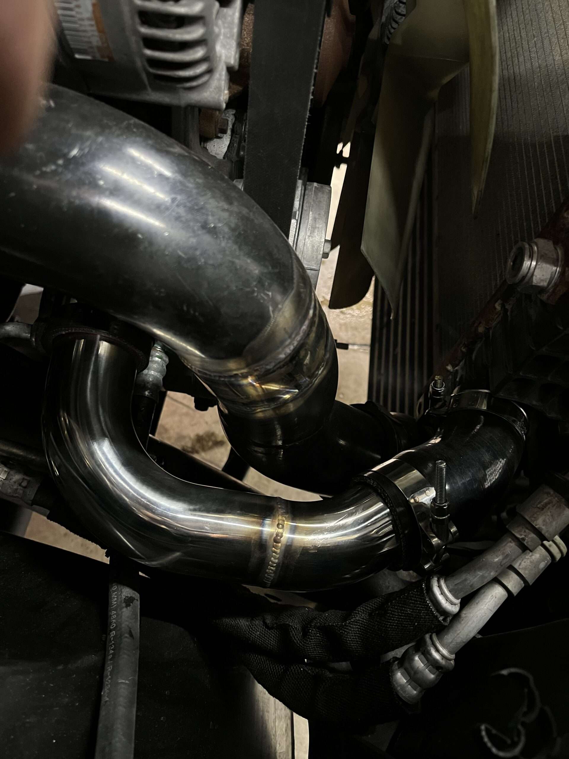 13-18 Cummins Upper & Lower Stainless Steel Radiator Hoses with HD Boots & Clamps 3