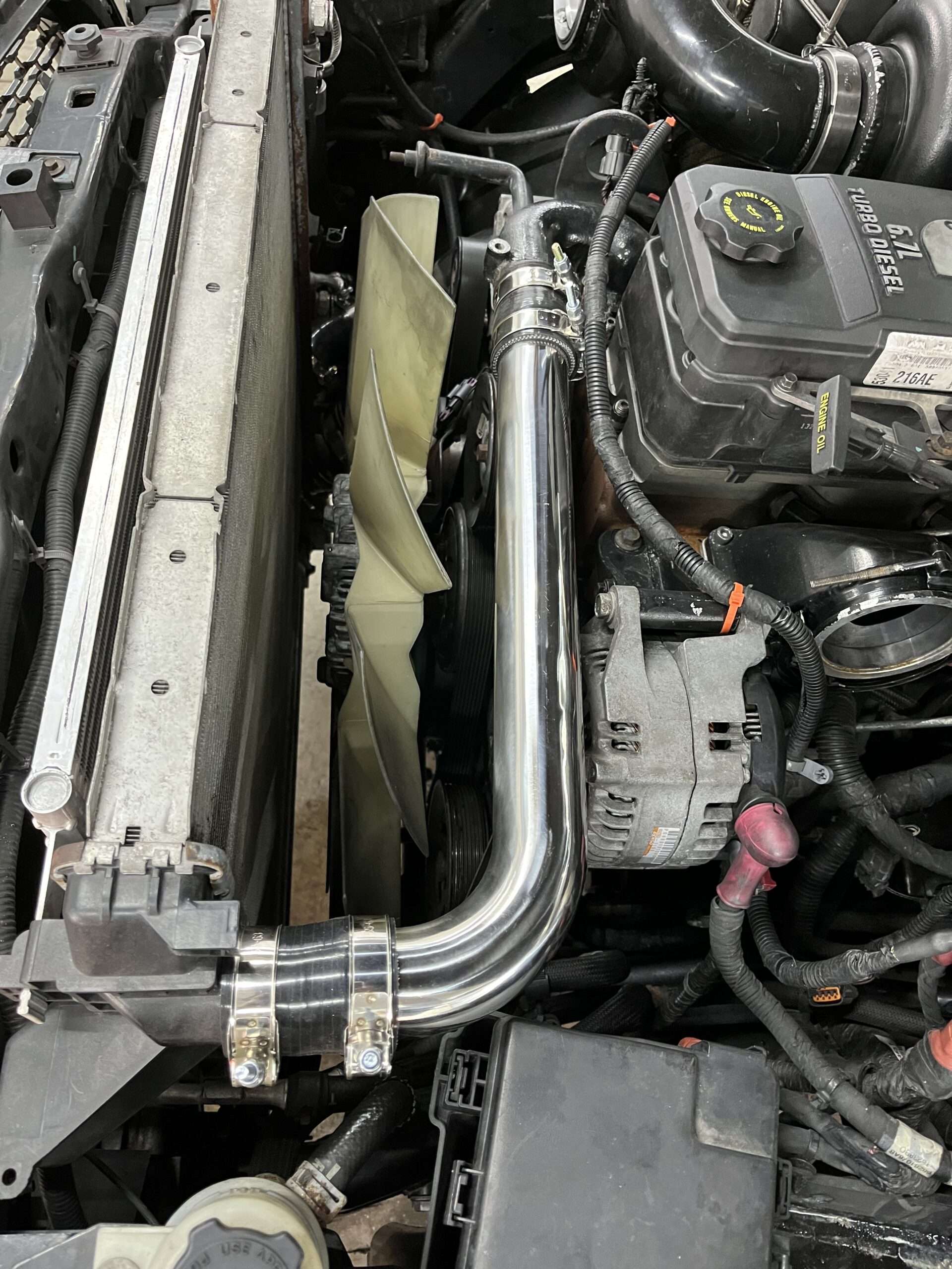 13-18 Cummins Upper & Lower Stainless Steel Radiator Hoses with HD Boots & Clamps 4
