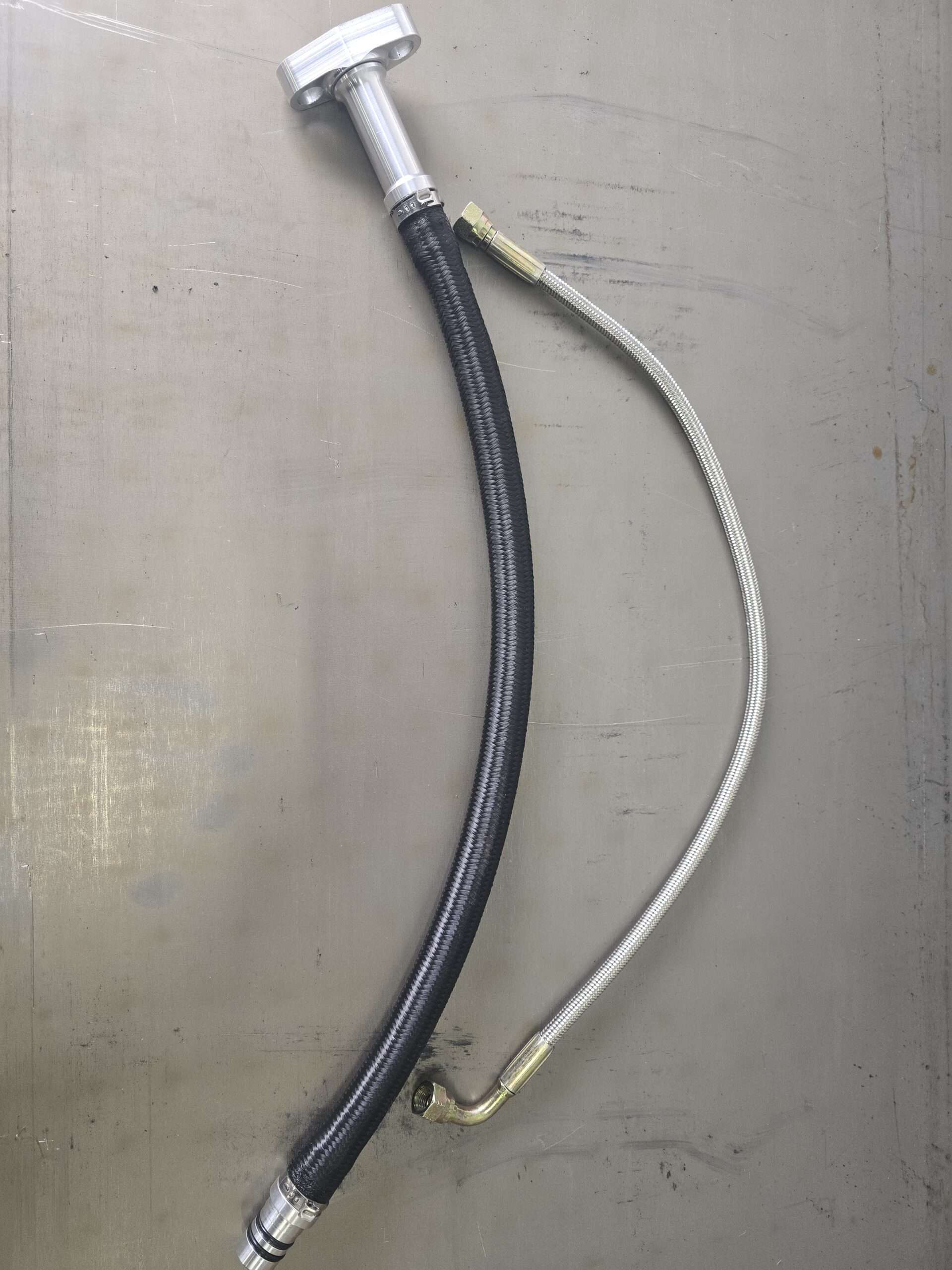 5.9 and 6.7 cummins. Second gen swap oil line and drain line kit. -4an feed. -12an drain
