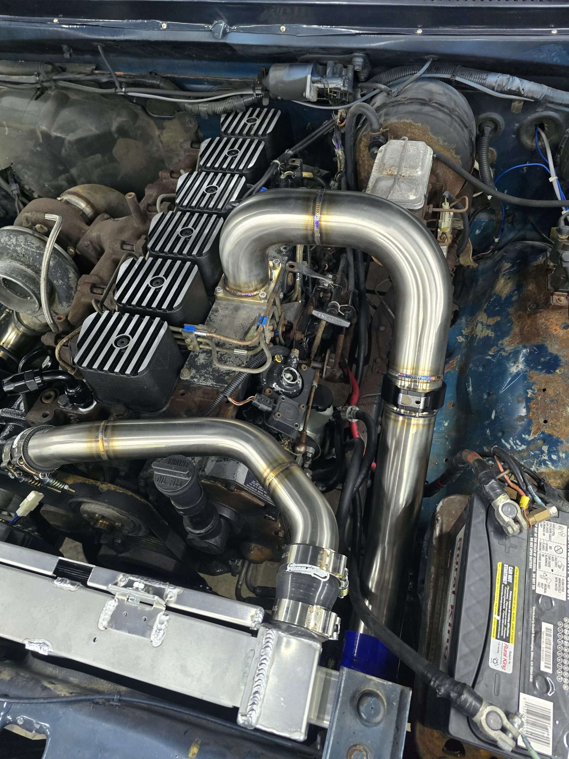 91.5-93 12V Cummins 3" Intake Horn & Charge pipe