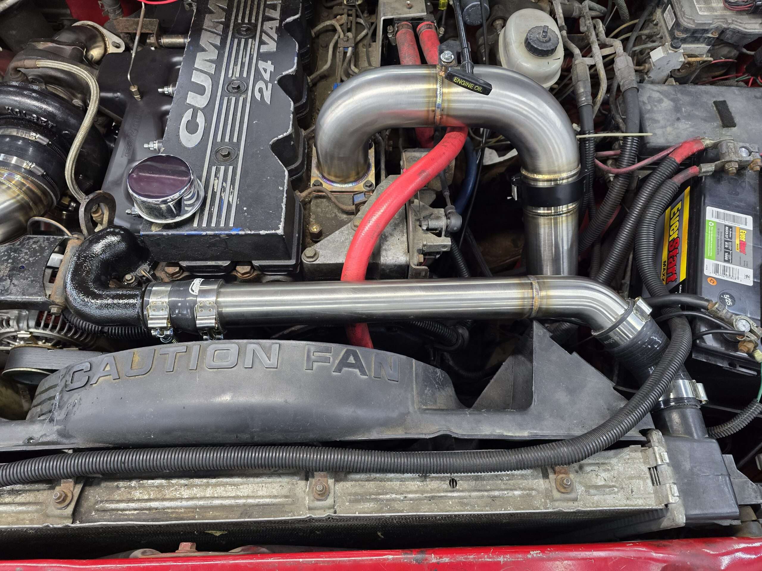 98.5-02 24v 2nd Gen Cummins Stainless Steel Coolant Piping Kit 4
